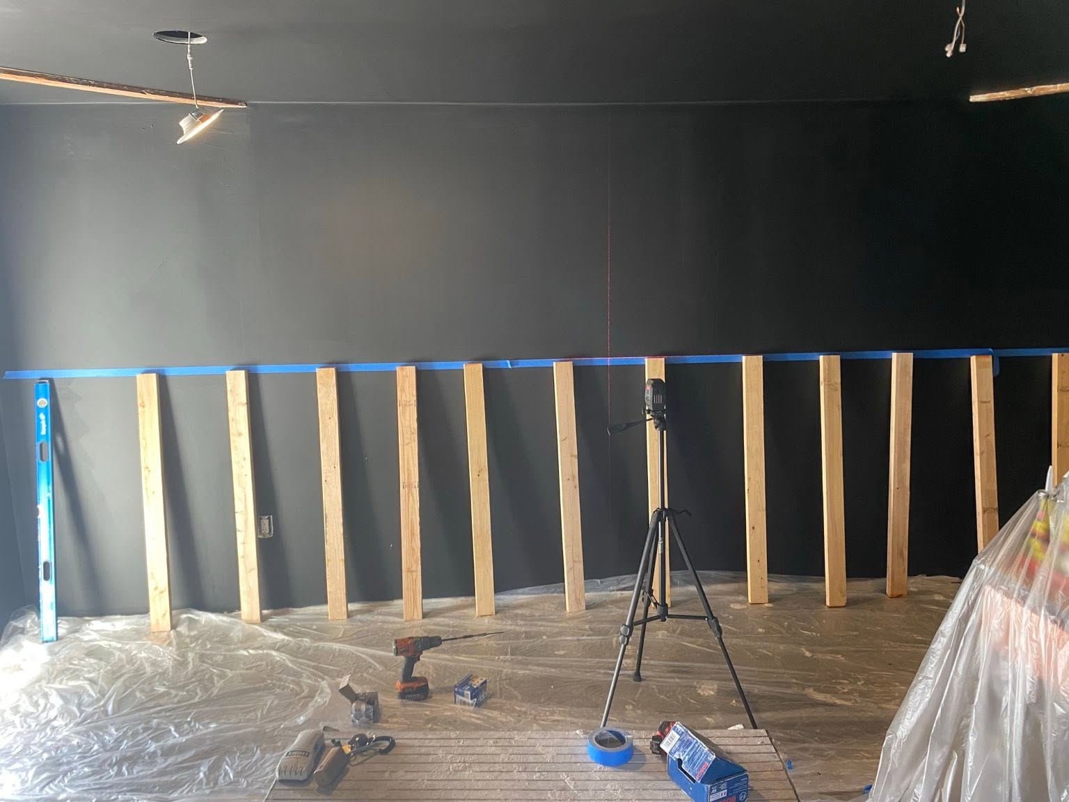 Framing and layout for corrugated metal accent wall